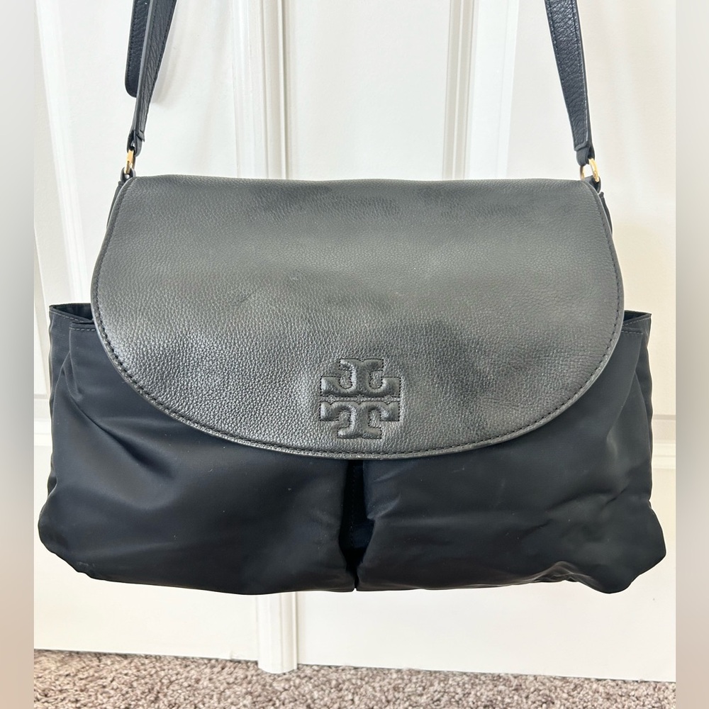 Tory Burch Black Leather & Vinyl Diaper Bag - Picture 2 of 3